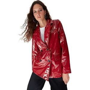 Trendyol Dames Regular Dubbele rijen Plain Geweven Stof Blazer Jas, Burgundy, 36 Dames, Burgundy, 36, Bourgondië