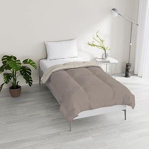 Italian Bed Linen Winterdekbed, gevoerd, tweekleurig, Rêves et Capricci, hazelnoot/beige, vierkant, 200 x 200 cm