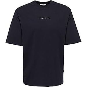 Casual Friday Cftue heren casual T-shirt met centraal logo op de voorkant, 194013/donkerblauw, S, 194013/donkerblauw