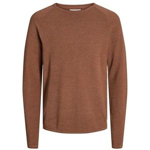 JACK & JONES Jjehill gebreide herentrui met ronde hals Noos, Mokka Bisc/detail: gedraaid