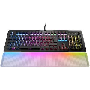 Roccat Vulcan II Max - Optisch/mechanisch gaming-toetsenbord voor pc, verstelbare RGB-toetsen en polssteun, titanium toetsschakelaar, aluminium beschermplaat, zwart