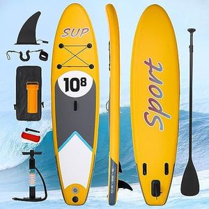 Belect Stand up paddleboard, opblaasbaar stand-up paddleboard, 329 cm, opblaasbaar surfplank, peddelset met verstelbare peddel, voetriem, pomp, rugzak