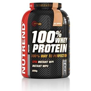 Nutrend 100 % Whey Protein Powder Shaker 2250 g (2,25 kg) Ice Coffee Flavour 76 % Protein gluten Free Post Workout