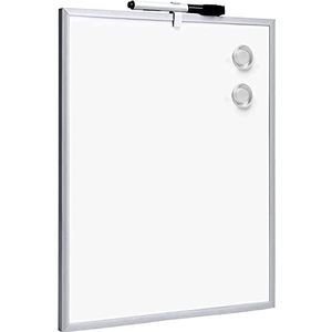 Raylu Paper® - Klein magnetisch whiteboard met aluminium frame voor thuis en op kantoor, met zwarte marker met gum, magneet en wandmontagepads (35 x 28 cm)