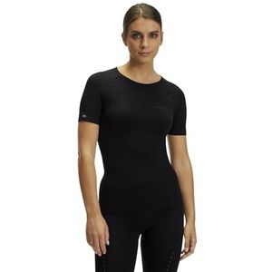 FALKE Impulse Running Dames Sport T-Shirt Functioneel Materiaal Zwart Ademend Korte Mouw met Compressie en Siliconen noppen voor spiermassage, zwart (3000)