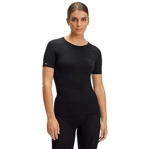 FALKE Impulse Running Dames Sport T-Shirt Functioneel Materiaal Zwart Ademend Korte Mouw met Compressie en Siliconen noppen voor spiermassage, zwart (3000)