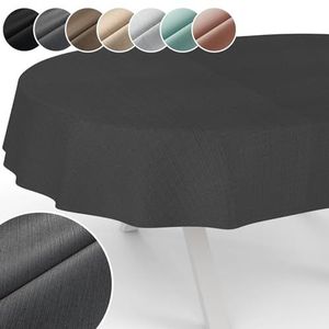 Mila tafelkleed, afwasbare stof, jacquard, teflon-coating, onderhoudsvriendelijk, lotuseffect, waterafstotend, linnenlook, ovaal, 180 x 140 cm, afgesneden rand grijs