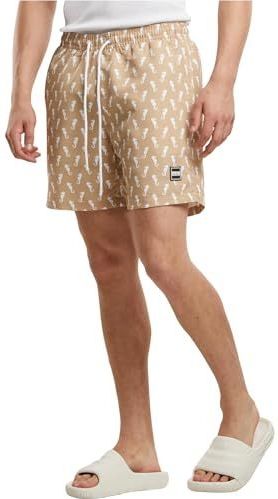 Urban Classics Short de bain pour homme avec motif, disponible dans de nombreuses variantes de couleurs, tailles XS à 6XL, Beigeseahorse, M