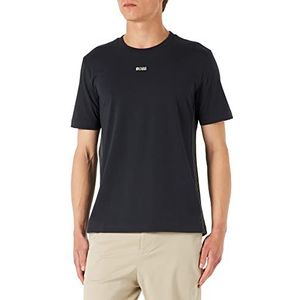 BOSS Uniseks T-shirt van stretch katoen met kleurrijk logo, donkerblauw 402