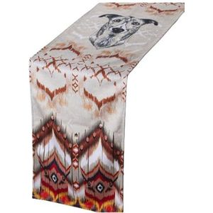 Alexandra House Living Chemin de table gris orange textile 180 x 30 cm velours chien