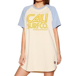 Superdry T-shirt, beige/blauw, dames, cali surf, botercrème