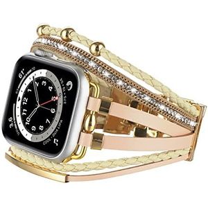 Konafei Leren armband met metalen sluiting voor Apple Watch 44 mm, 45 mm, 42 mm, 40 mm, 41 mm, 38 mm, iWatch Serie SE 7, 6, 5, 4, 3, 2, 1, leren armband met metalen gesp