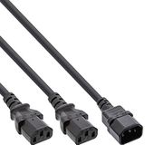 InLine 16657L stroomkabel zwart 5 m C14-koppeling 2 x C13 - stroomkabel (5 m, stekker/bus, C14-koppeling, 2 x C13-koppeling, zwart)