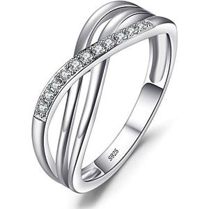 JewelryPalace Ronde grootte zirkonia oneindigheidsring voor dames, verlovingsring voor dames, 925 zilver, roségoud, geelgoud, ringen, verjaardag, bruiloft, belofte, trouwring, sieraden cadeau,