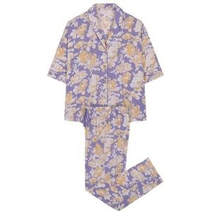 Women'secret Pyjama pour femme avec chemise longue, ensemble de pyjama à fleurs violettes, violet, S