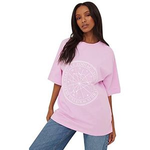 NA-KD Zodiac T-shirt voor dames, Lichtroze