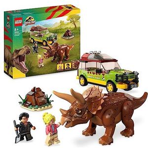 LEGO 76959 Jurassic Park De zoektocht naar de triceratops, dinosaurusfiguur speelgoed met auto Ford Explorer voor jongens, meisjes, kinderen vanaf 8 jaar, collectie 30e verjaardag