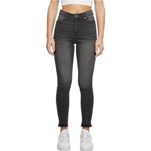 Urban Classics Jean skinny pour femme - Taille haute - Ourlet ouvert - Taille haute - Disponible en différentes couleurs - Tailles 26-36, Noir délavé., 33