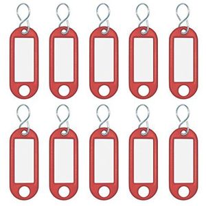 Wedo 262103402 sleutelhanger kunststof (met S-haken, verwisselbare etiketten) 10 stuks, rood