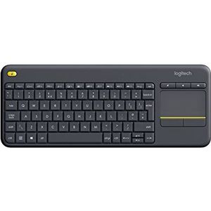 Logitech K400 Plus Draadloos Touch TV-toetsenbord met mediabesturing en touchpad, Engels QWERTY-toetsenbord, zwart