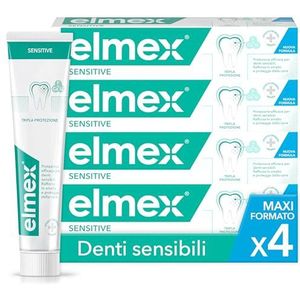 ELMEX - Dentifrice Elmex Sensitive Original 0% Colorants - Dents Sensibles, Gencives Douloureuses, Protection de l'Email - lot de 4X75 ml