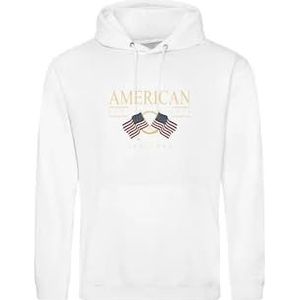 AMERICAN COLLEGE USA Shirt Sweater À Capuche Mixte Homme Femme Sweatshirt, Blanc, M
