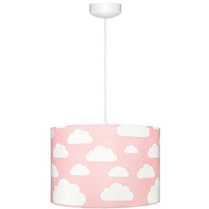 Lamps & Company plafondlamp voor de kinderkamer met wolkpatroon, deze wollige lamp voor de kinderkamer is een mooie decoratie voor babykamer, meisjes en jongens, lampenkap roze met een middenmes van 35 cm