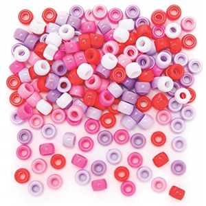 Baker Ross AX623 Kleurrijke parels, 750 stuks, rood, roze en paars voor kindersieraden, handwerk, 6 mm