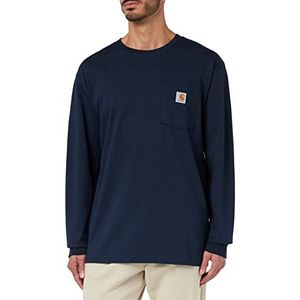 Carhartt Dik T-shirt met lange mouwen en zak, losse pasvorm, werk-T-shirt voor heren (1 stuk), Navy Blauw