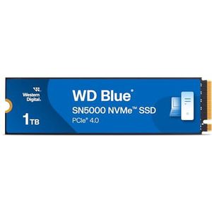 WD Blue SN5000 1TB SSD, leessnelheden tot 5150 MB/s, NVMe SSD, interne SSD, PCIe Gen4, gratis Acronis True Image datamigratiesoftware, interne SSD-harde schijf.