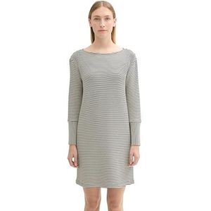 TOM TAILOR 1043048 Jersey jurk met structuur voor dames (1 stuk), 36146 - Witte en marineblauwe strepen, 40