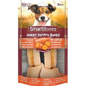 SmartBones Middelgrote zoete aardappel – 2 middelgrote kauwbotten zonder huid van dierlijke oorsprong voor middelgrote volwassen honden – zeer laag vetgehalte – verrijkt met vitaminen en mineralen