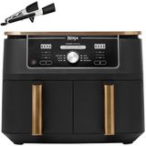 Ninja Foodi MAX Dual Zone Air Fryer, 2 laden, 9,5 l, 6-in-1, olievrij, Air Fry, Max Crisp, braden, bakken, antiaanbakmanden, vaatwasmachinebestendig, koper/zwart exclusief Amazon AF400EUCP