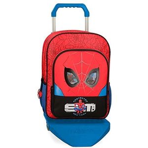 Marvel Spiderman Beschermer schoolrugzak jongens, Rood, Schoolrugzak aanpasbaar aan de trolley