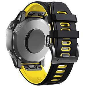 ANBEST Siliconen horlogeband voor Fenix 7/Fenix 6 Pro/Fenix 5 armband, 22 mm Sport reserveband met snelsluiting voor Fenix 5 Plus/Forerunner 945/Approach S62 dames heren, zwart/geel