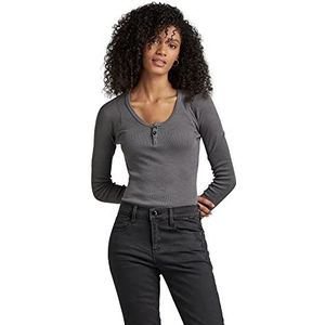 G-STAR RAW Henley Ultra Slim Body Long Sleeve T-Shirt Dames, grijs (graniet D263-1468)