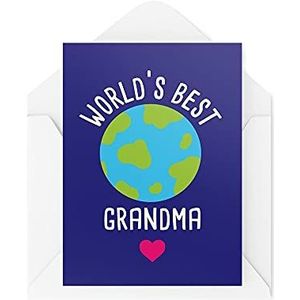 Betoverende verjaardagskaart voor grootouders, met opschrift ""World's Best Grandma for Her Birthday From The Grandkids"", grappig cadeau voor mama, oma en nana CBH555