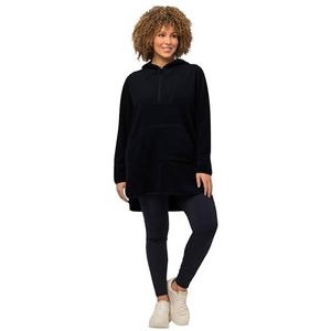 Ulla Popken Fleecetrui met lange mouwen, capuchon, ritssluiting, lange mouwen, sweatshirt met capuchon voor dames, Marinier