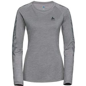 Odlo Concord Sweatshirt voor dames met ronde hals, Grijs gemêleerd/mouwprint