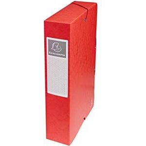Exacompta 50605E Premium verzamelbox, gemonteerd met elastiek, 60 mm breed, van extra sterk gekleurd karton met rugetiket voor DIN A4, rood, 8 stuks