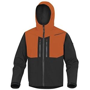 DELTA PLUS SOFTSHELL Deltaplus HORTEN2 Werkjas, ritssluiting, koudebescherming, regenwind, capuchon, vaste capuchon, 4 zakken, reflecterende strepen, M grijs/oranje, M, Grijs/Oranje