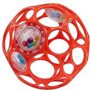 Bright Starts, Oball rammelaar bal gemakkelijk vast te pakken babyspeelgoed BPA-vrij in rood, pasgeboren leeftijd
