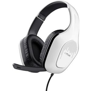 Trust Gaming GXT 418W Rayne gaming-hoofdtelefoon, licht, voor pc, Xbox PS4, PS5, Switch, mobiel, 50 mm drivers, 3,5 mm jack-audio, 2 m kabel, bekabelde over-ear gaming-headset met microfoon, wit