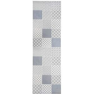 Hydraulische vinyl vloermat voor woonkamer, kleur: zilvergrijs op ivoorkleurige achtergrond, voor keuken, hal, badkamer of slaapkamer, vinyl tapijt