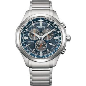 Citizen Eco-Drive Heren Chronograaf Horloge met Titanium Band AT2530-85L Blauw, Modern, Blauw, Modern