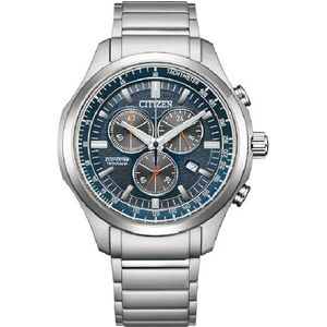 Citizen Eco-Drive herenhorloge met titanium armband AT2530-85L, blauw, modern, Blauw, Modern