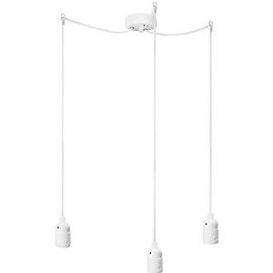 Sotto Luce Bi Minimalistische hanglamp, 3-lichts, wit, metaal, textielkabel, 1,5 m, wit, plafondrozet, 3 x E27-fittingen