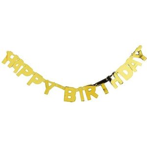 Unique Party Happy Birthday banner, goudkleurig, 1,2 m