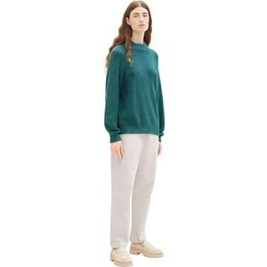 TOM TAILOR 1039977 damessweater, 34402 - Ever Green Plaited Rib