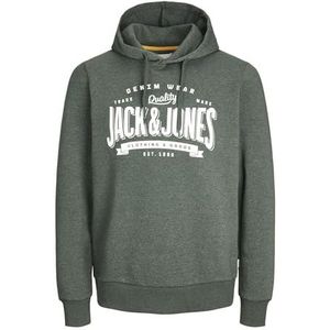 JACK & JONES Jjelogo Hoodie 1 kraag Mel 23/24 Noos Sweatshirt met capuchon voor heren, Mountain View/Details: gemêleerd